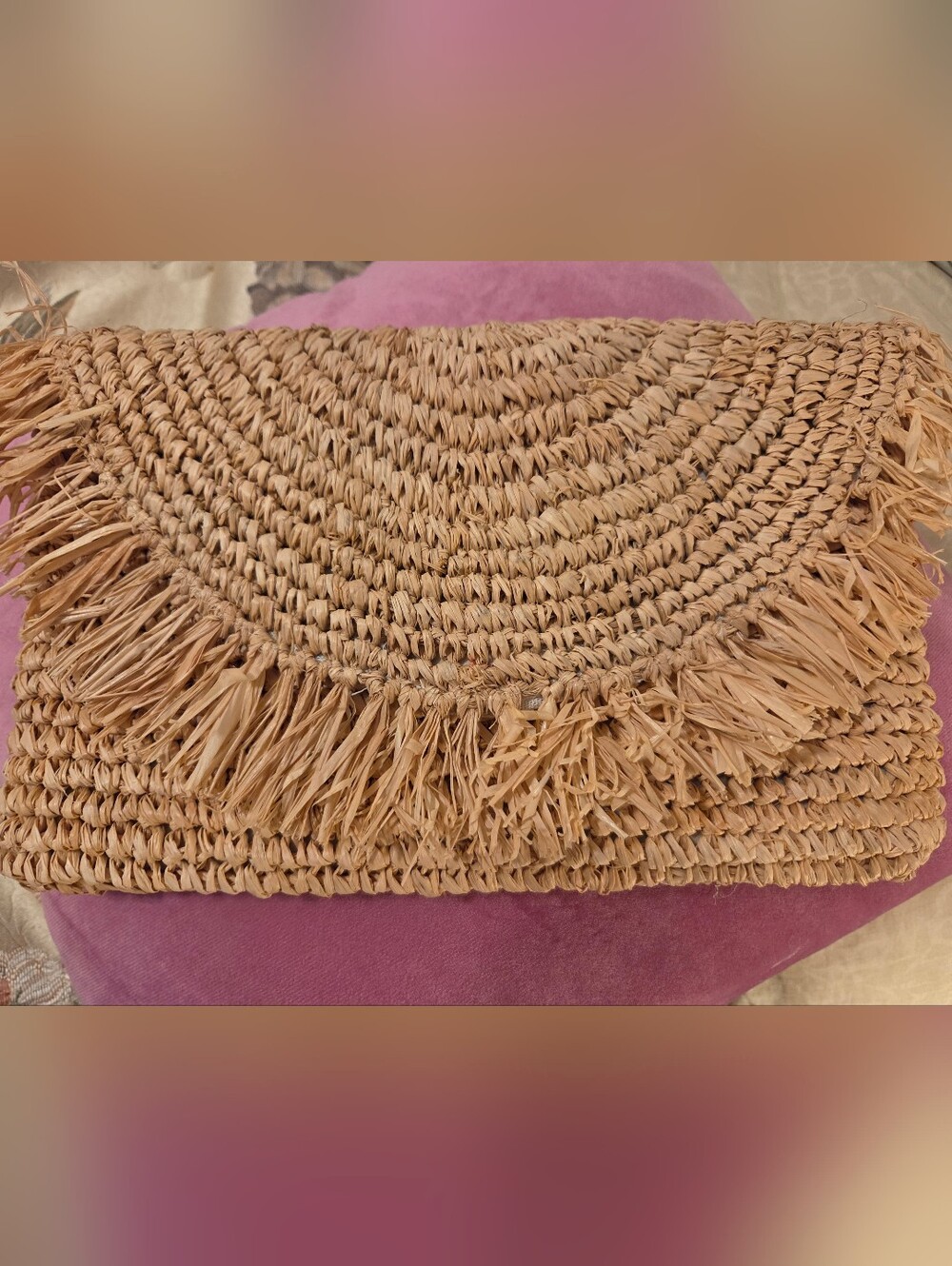 Bay Sky Raffia Clutch